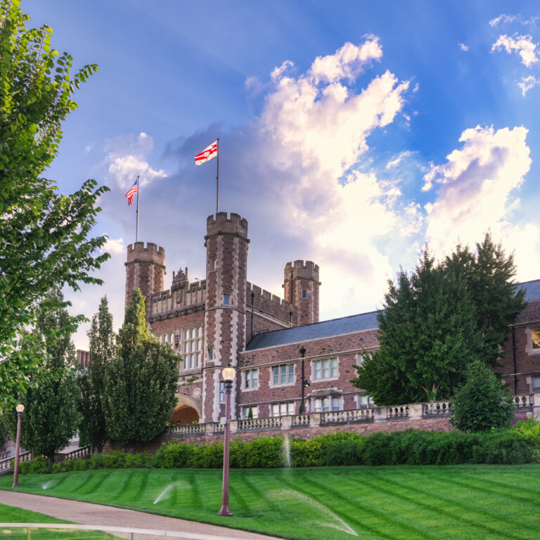 St. Louis, Missouri - 08.22.2021 - Brookings Hall on the Danforth Campus of Washington University in St. Louis.